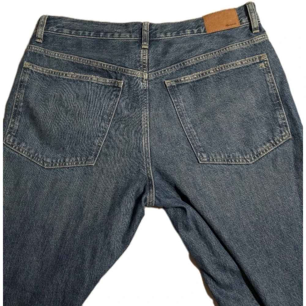 Madewell Low Slung Baggy Crop Jeans Womens 30 Raw Hem Wide Leg‎ Blue